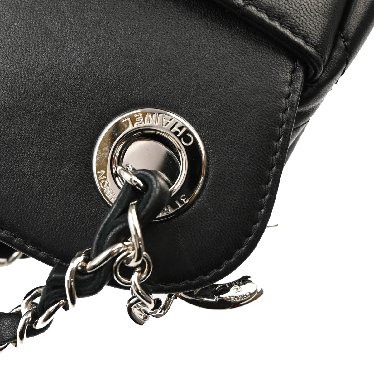 Chanel 2014-2015 Black Lambskin Chain Shoulder Tote Bag