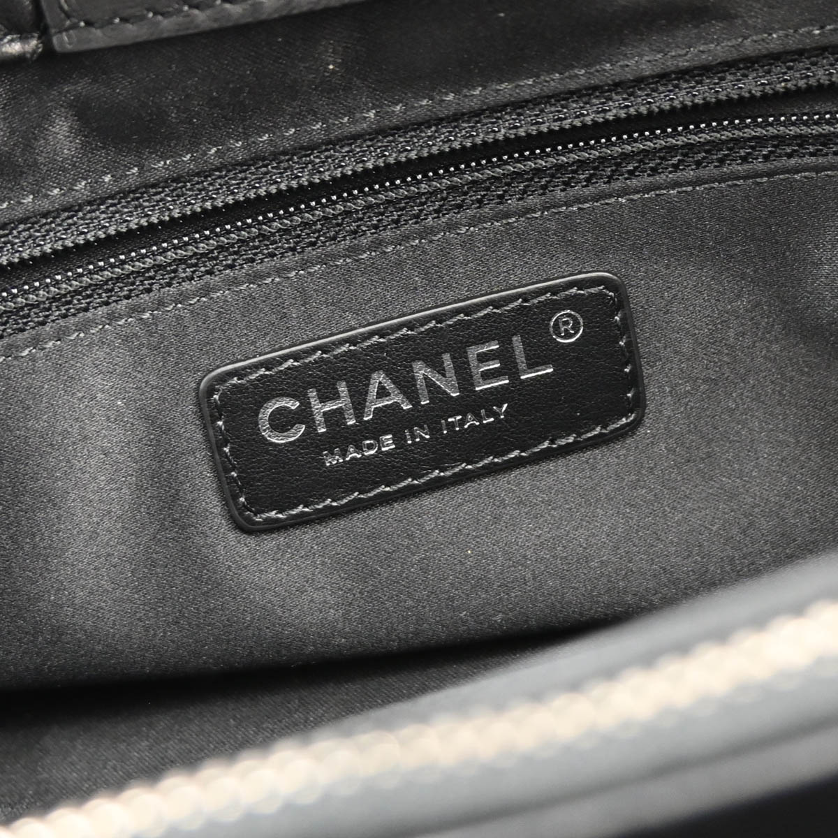 Chanel 2014-2015 Black Lambskin Chain Shoulder Tote Bag