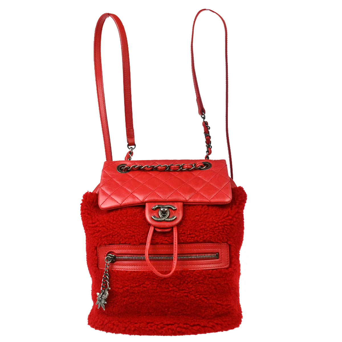 chanel leather backpack 2015 Chanel 2015-2016 Red Sheepskin Lambskin 2way Backpack
