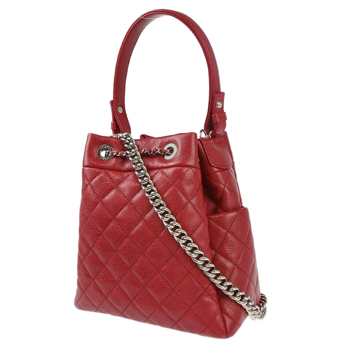 Chanel 2019 Red Caviar Bucket 2way Shoulder Handbag
