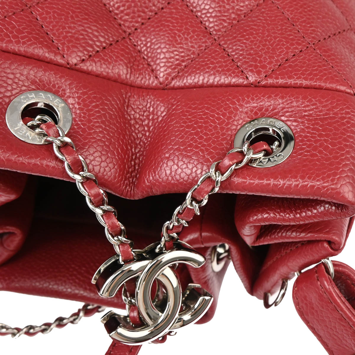 Chanel 2019 Red Caviar Bucket 2way Shoulder Handbag