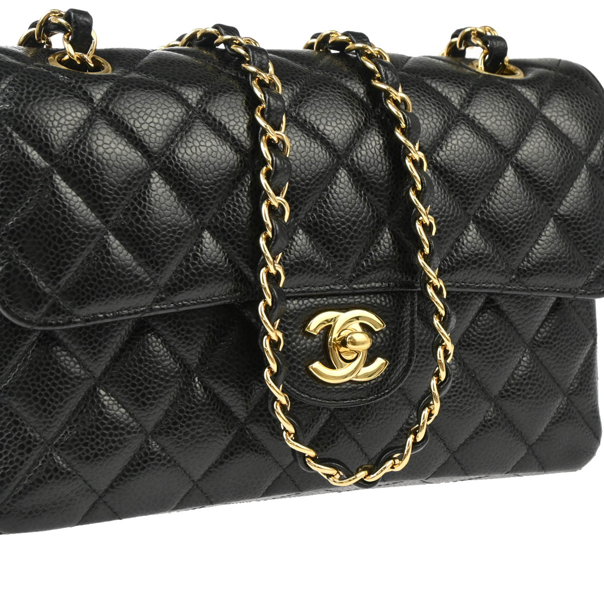 Chanel 2019 Black Caviar Small Classic Double Flap Shoulder Bag
