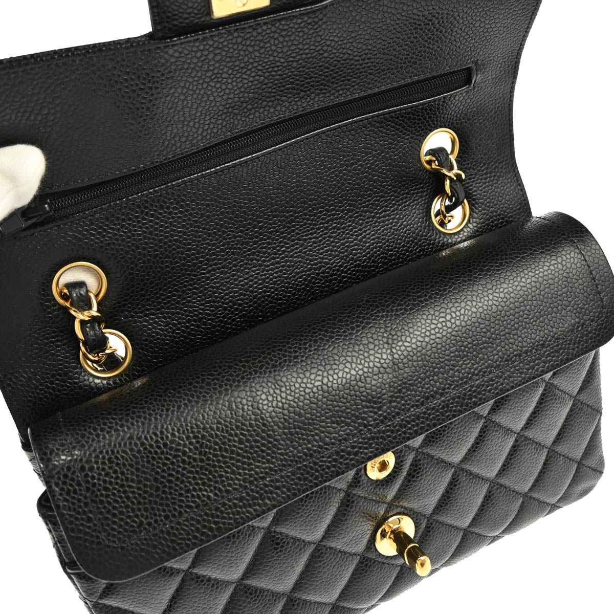 Chanel 2019 Black Caviar Small Classic Double Flap Shoulder Bag