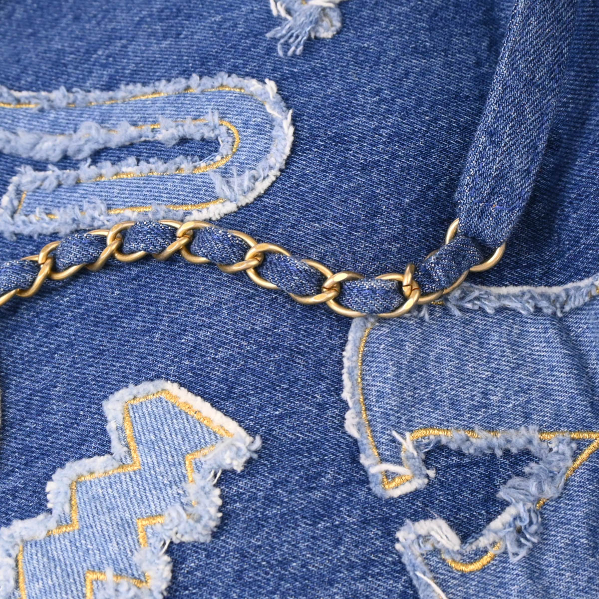 Chanel 2019 Blue Denim Paris-Egypt Hieroglyph 2way Shoulder Tote Handbag