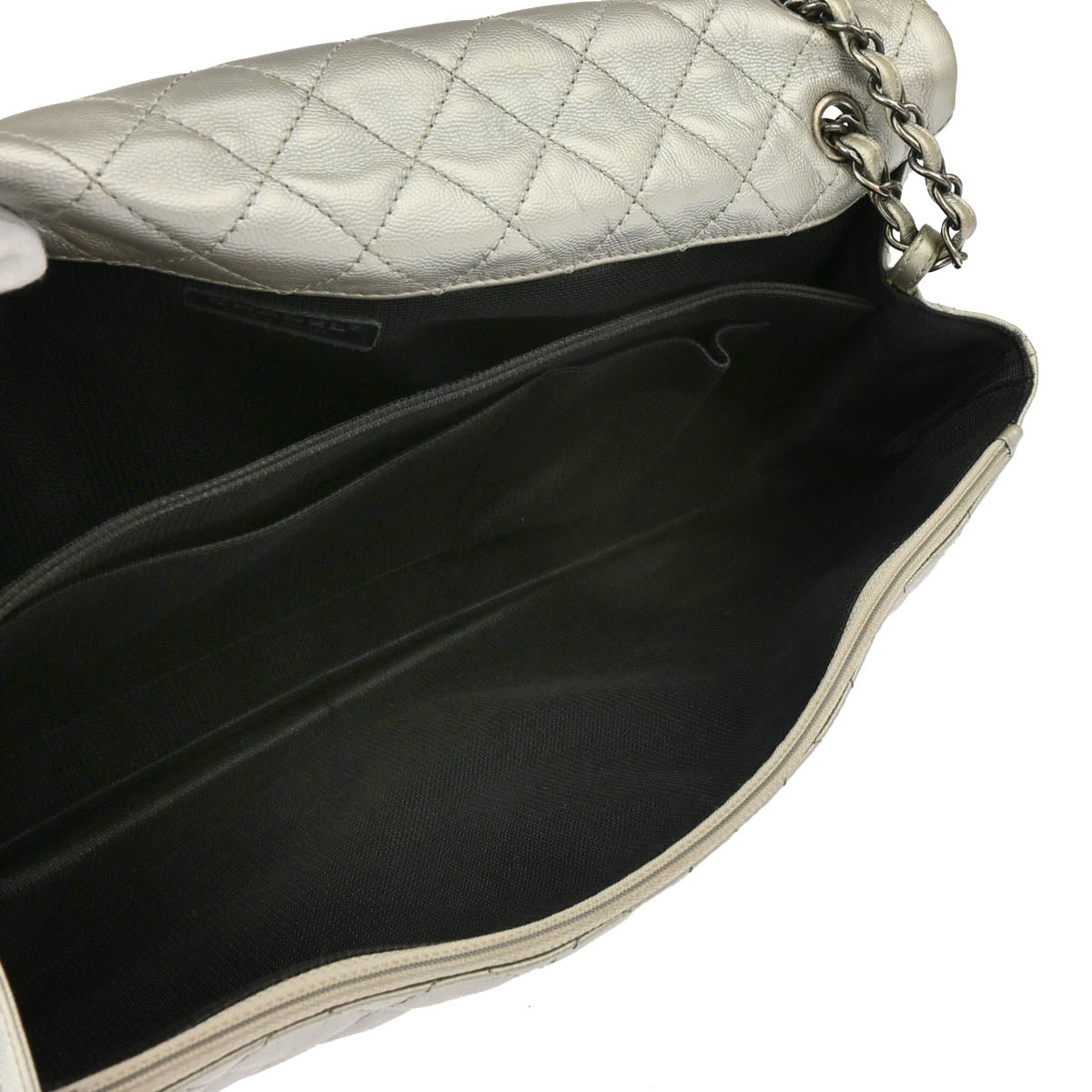 Chanel 2016-2017 Silver Caviar XXL Single Flap Shoulder Bag