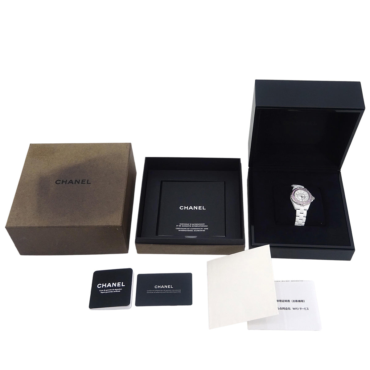 Chanel Ref.H2010 J12 33mm Quartz Watch Ceramic SS Diamond Pink Sapphire