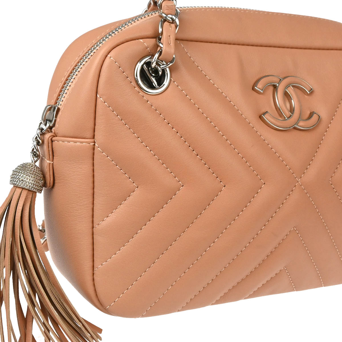Chanel 2018 Pink Lambskin Chevron Camera Bag Small