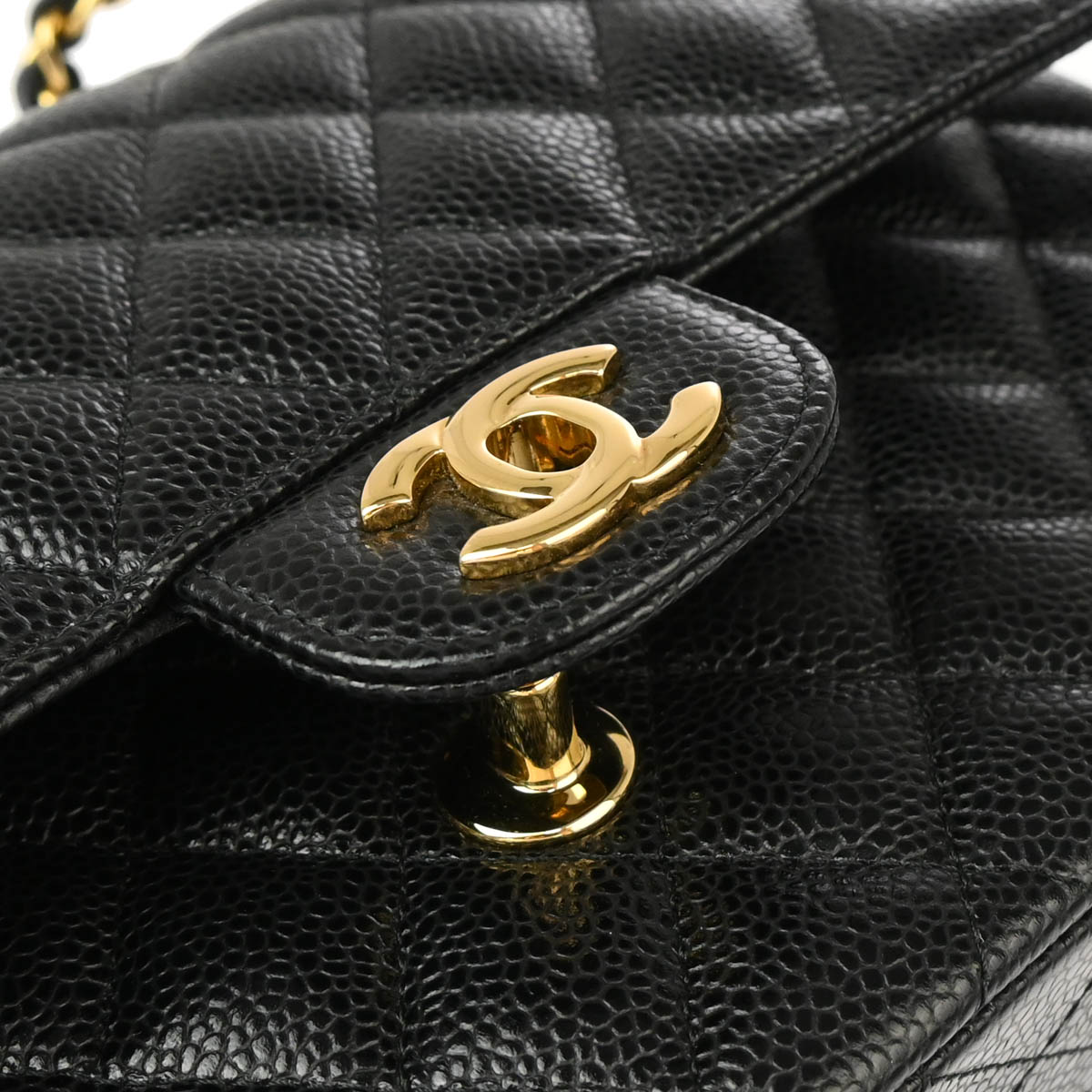 Chanel 2019 Black Caviar Medium Classic Double Flap Shoulder Bag