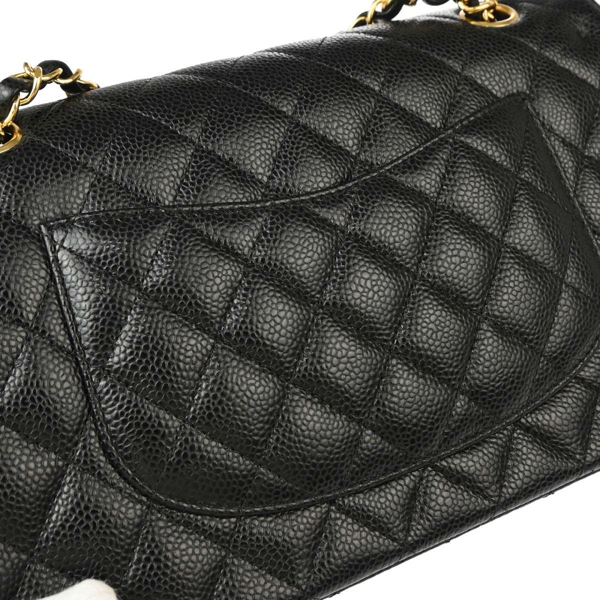 Chanel 2019 Black Caviar Medium Classic Double Flap Shoulder Bag