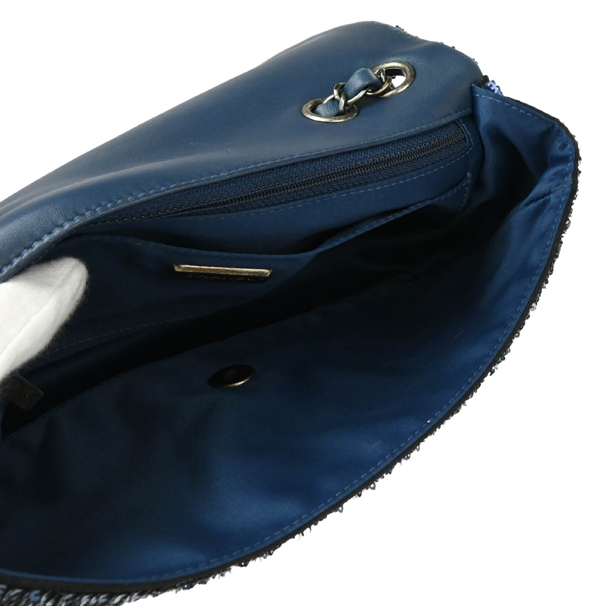 Chanel 2017 Blue Sequins Coco Cuba Flap Double Chain Shoulder Bag