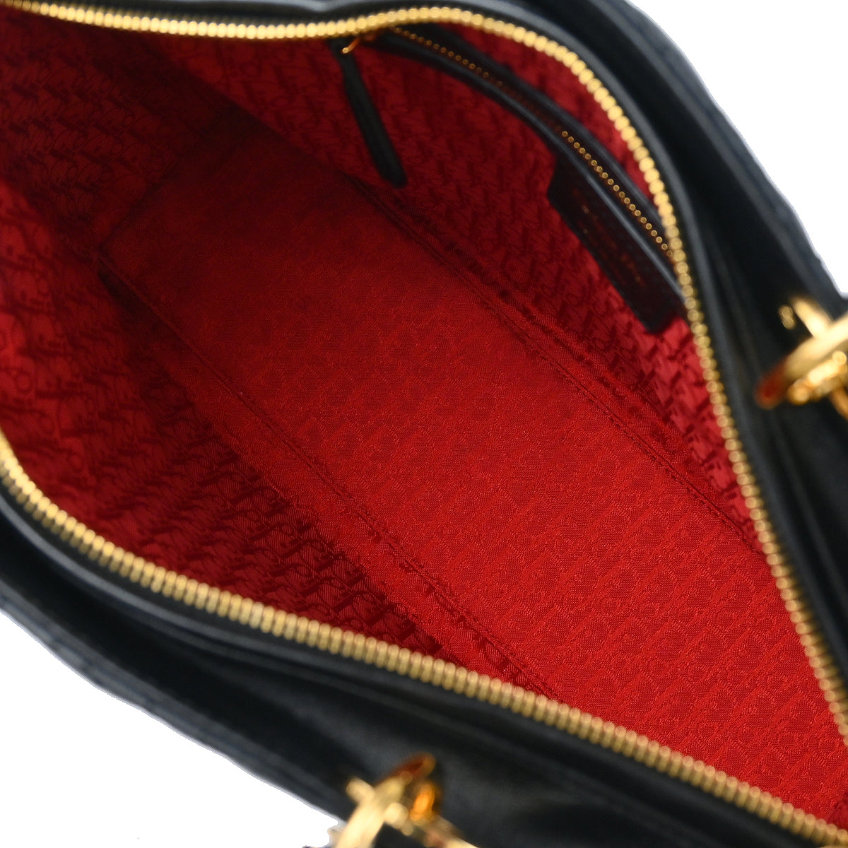 Christian Dior 2010 Black Lambskin Large Lady Dior Cannage 2way Shoulder Handbag