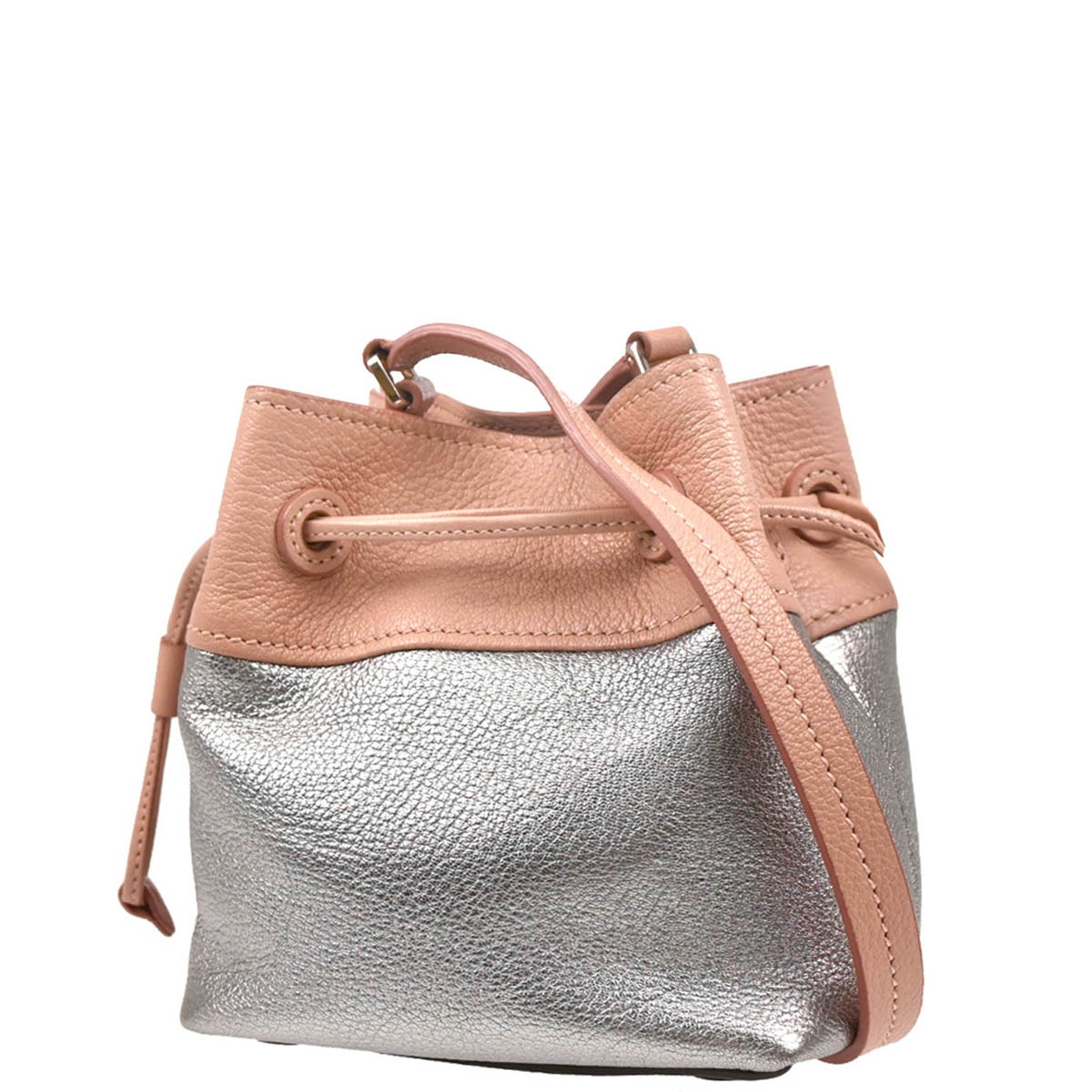 Miu Miu Pink Silver Lambskin Bucket Mini Shoulder Bag