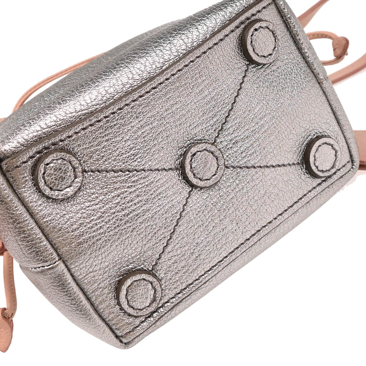Miu Miu Pink Silver Lambskin Bucket Mini Shoulder Bag