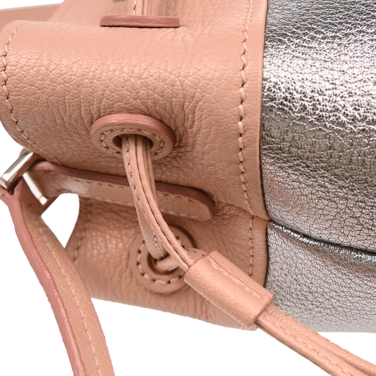 Miu Miu Pink Silver Lambskin Bucket Mini Shoulder Bag