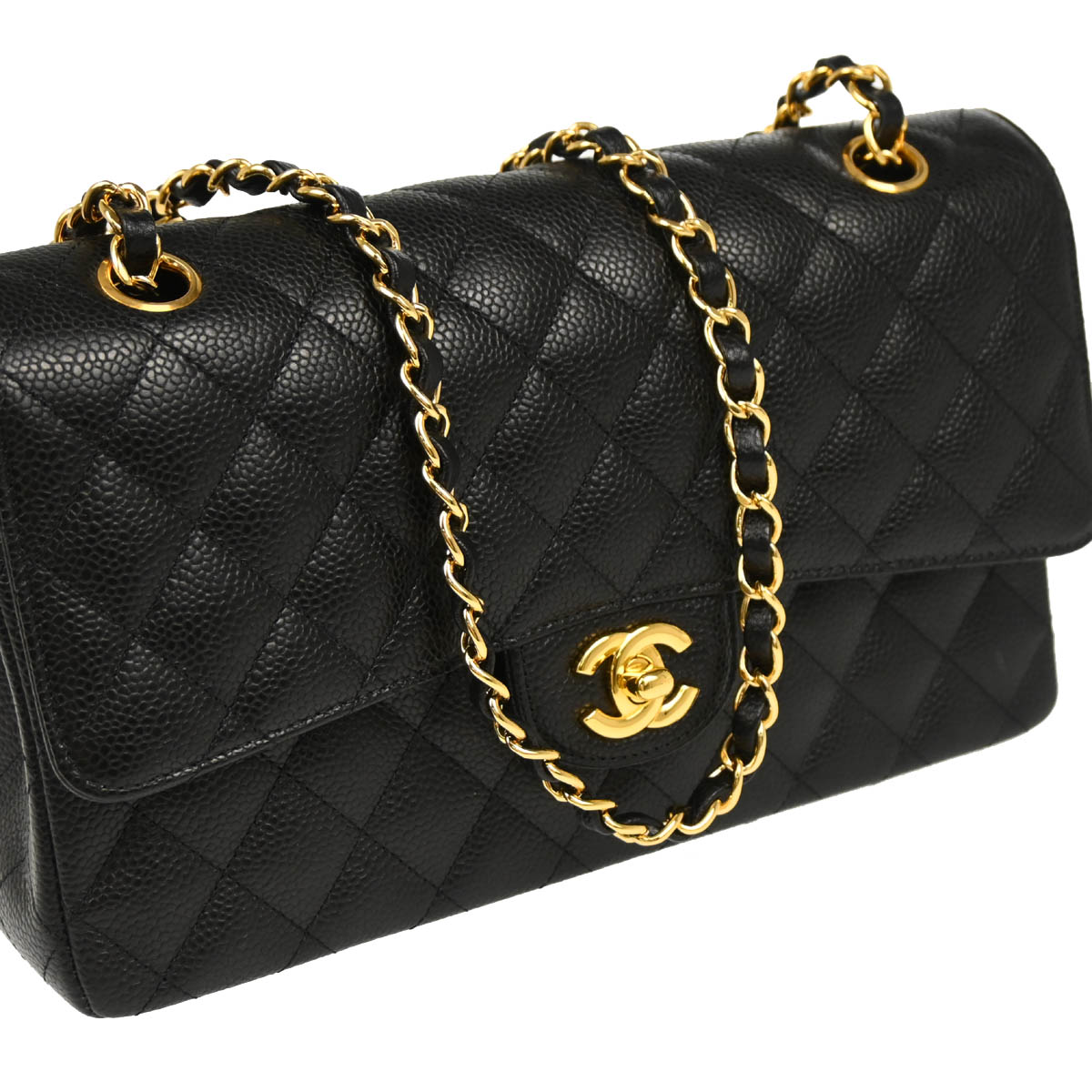 Chanel Black Caviar Medium Classic Double Flap Shoulder Bag