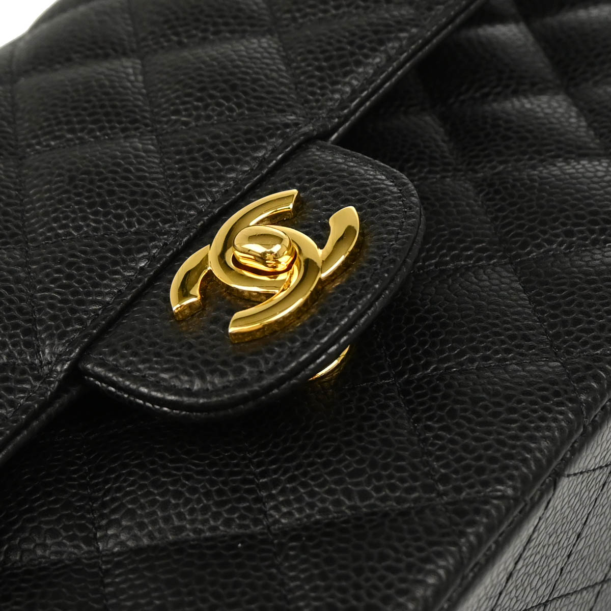 Chanel Black Caviar Medium Classic Double Flap Shoulder Bag