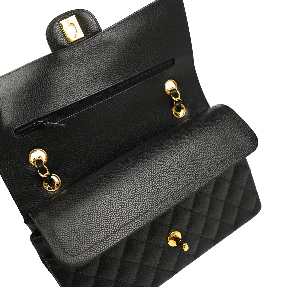 Chanel Black Caviar Medium Classic Double Flap Shoulder Bag