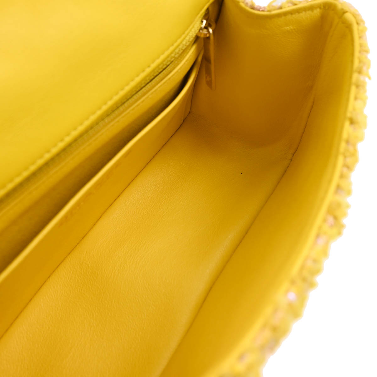 Chanel Yellow Tweed Mademoiselle Lock Shoulder Bag