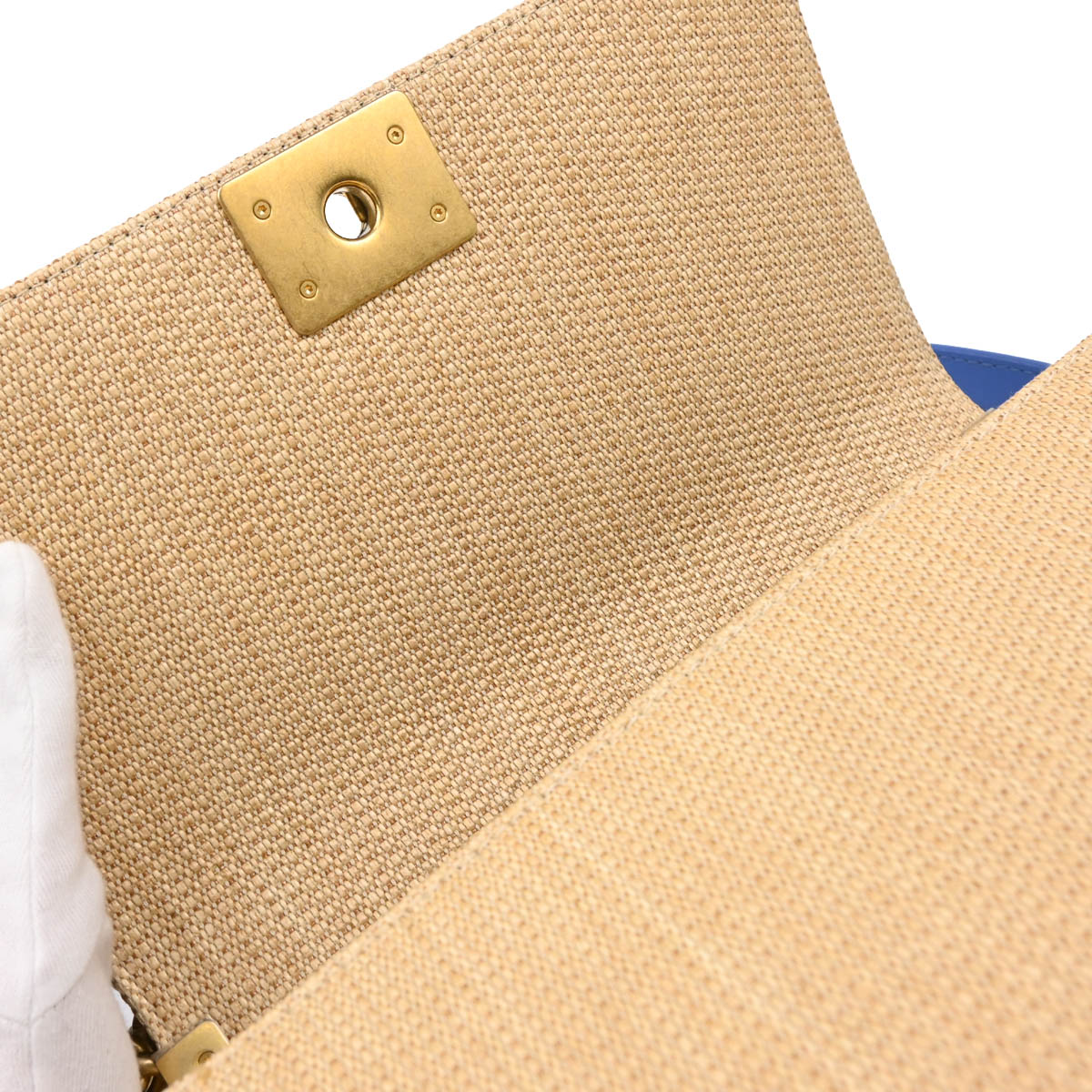 Boy Chanel Beige Straw Medium Chain Shoulder Bag