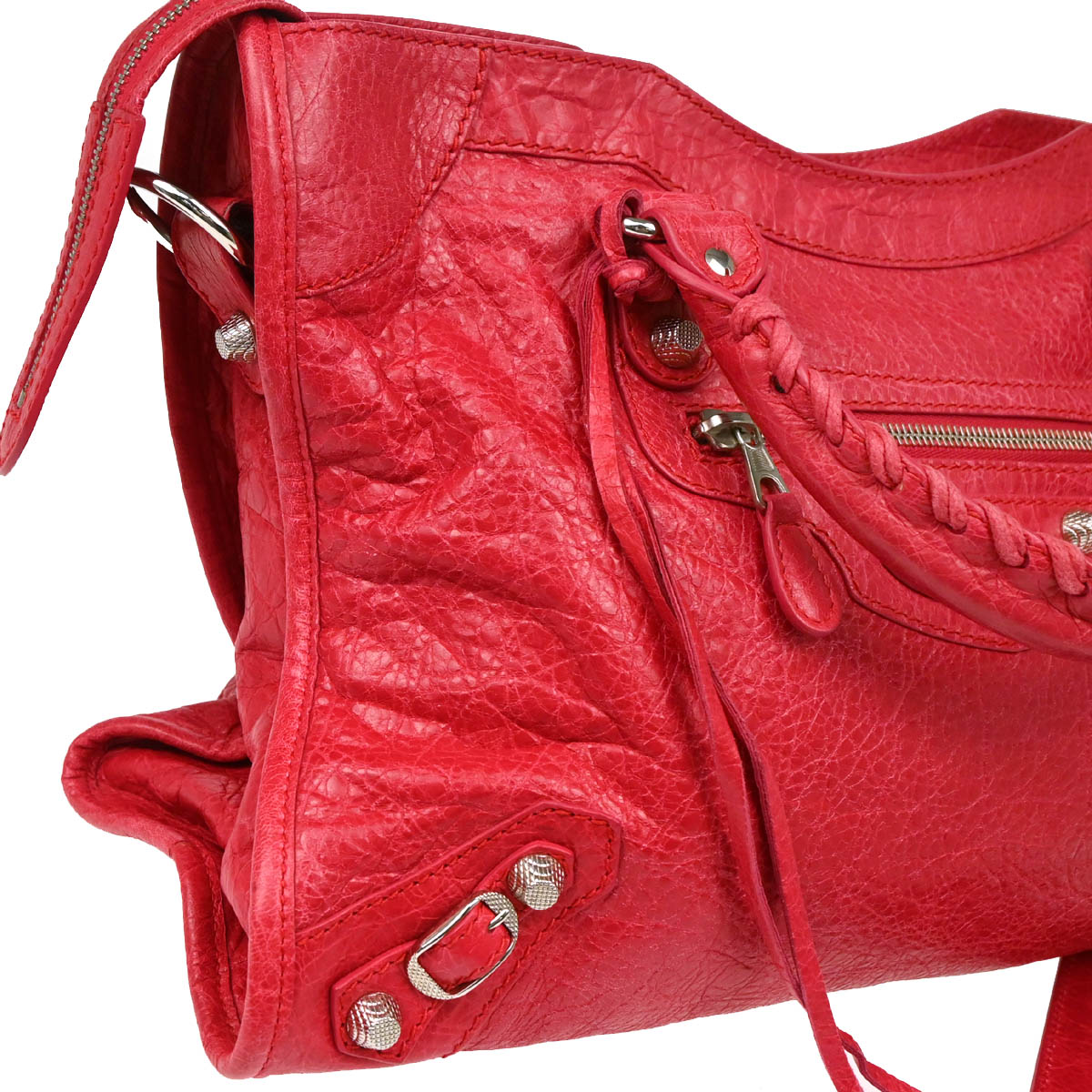 Balenciaga Red Goatskin Medium The City 2way Shoulder Handbag