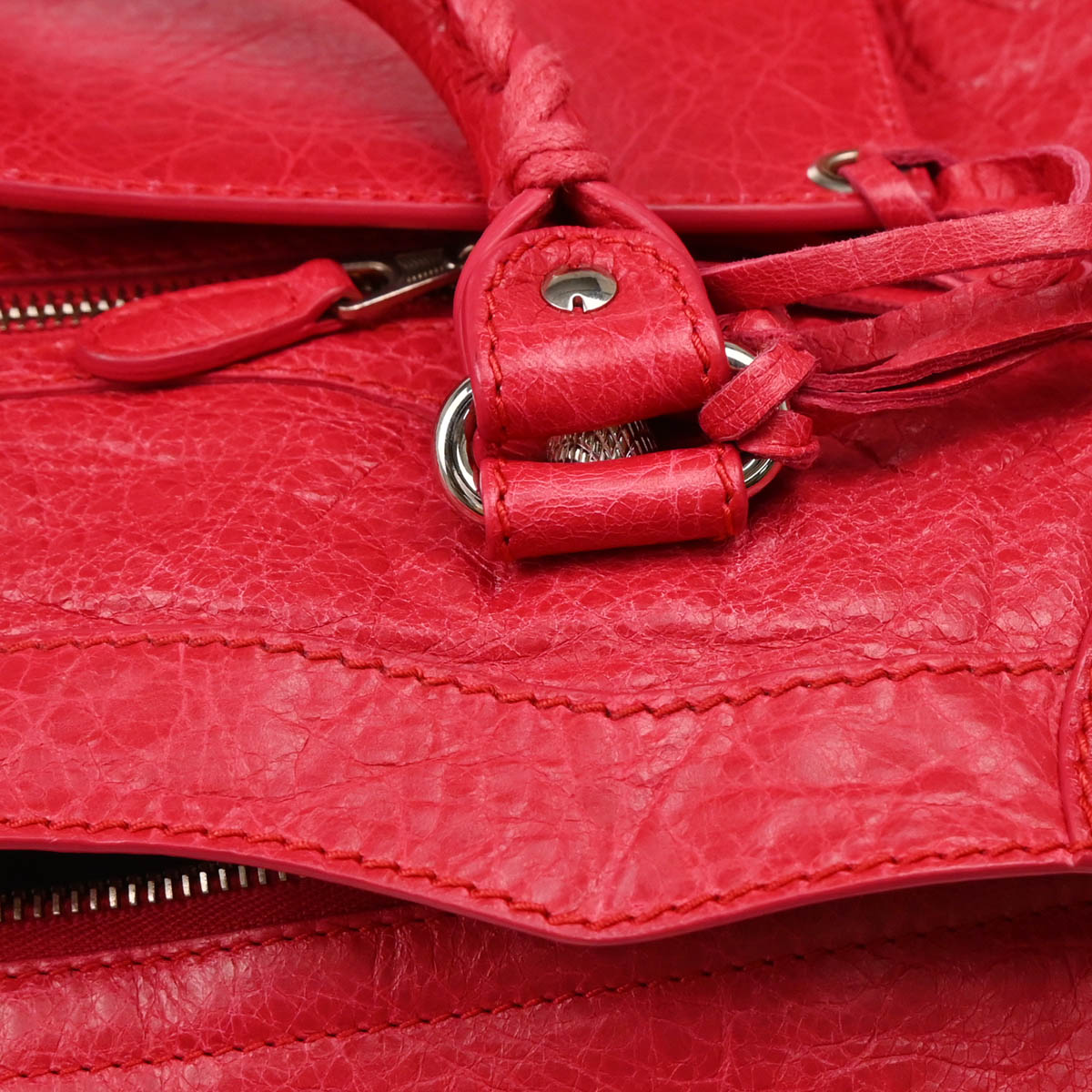 Balenciaga Red Goatskin Medium The City 2way Shoulder Handbag