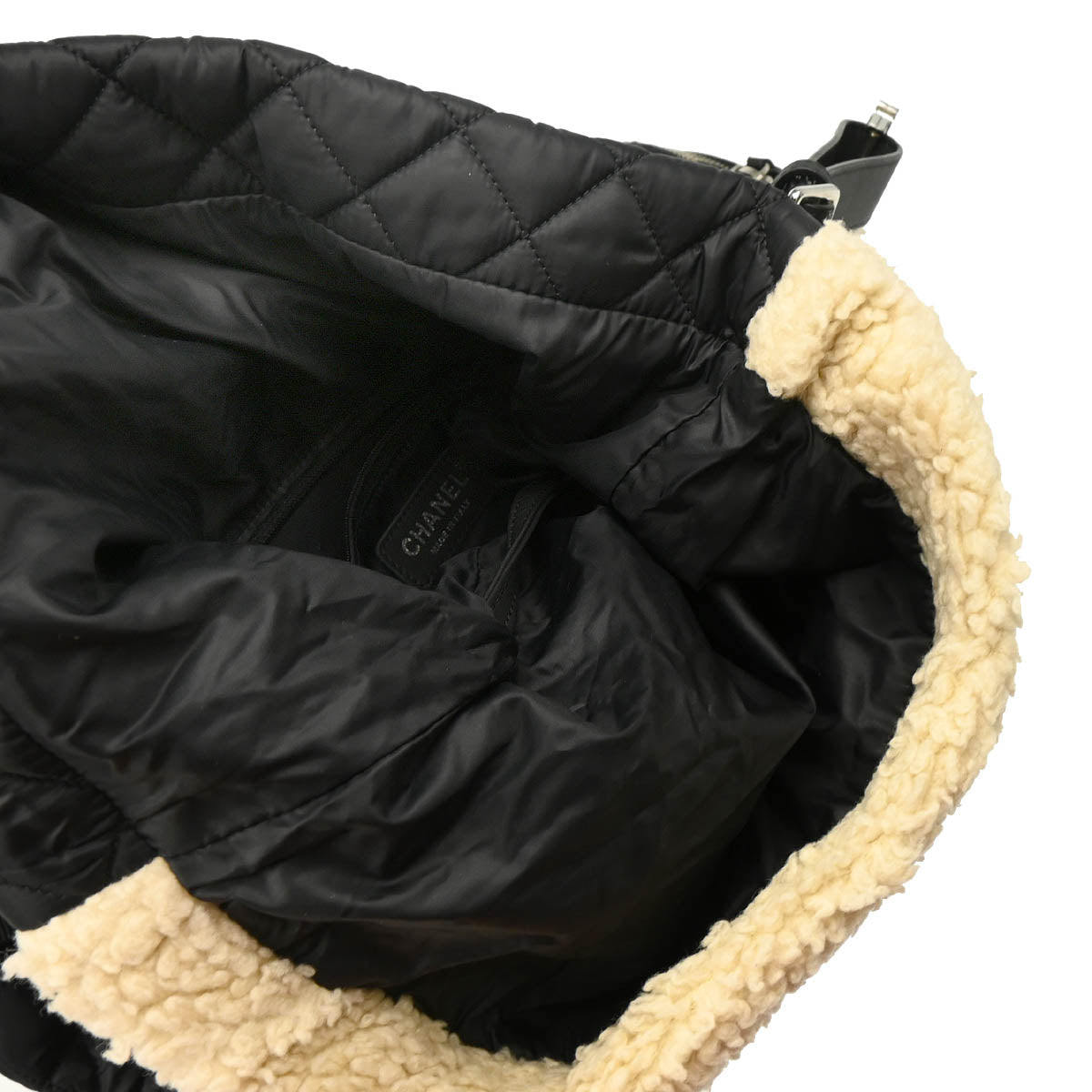 Chanel White Black Wool Nylon 2way Backpack