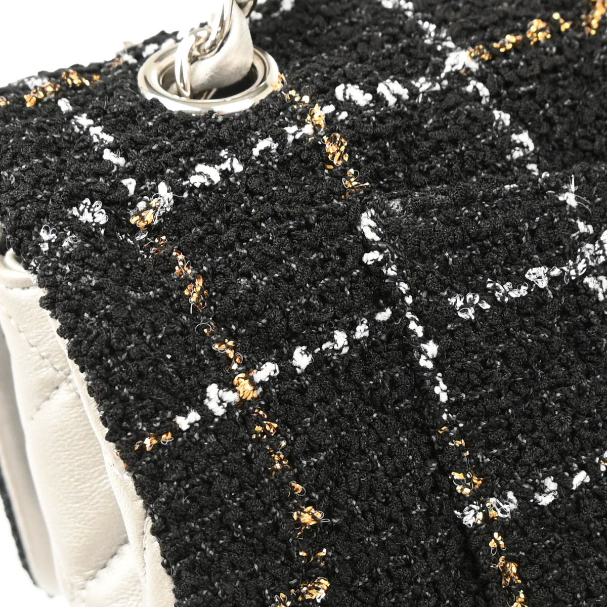 Chanel 2017 Black Tweed Lambskin Medium Classic Double Flap Shoulder Bag