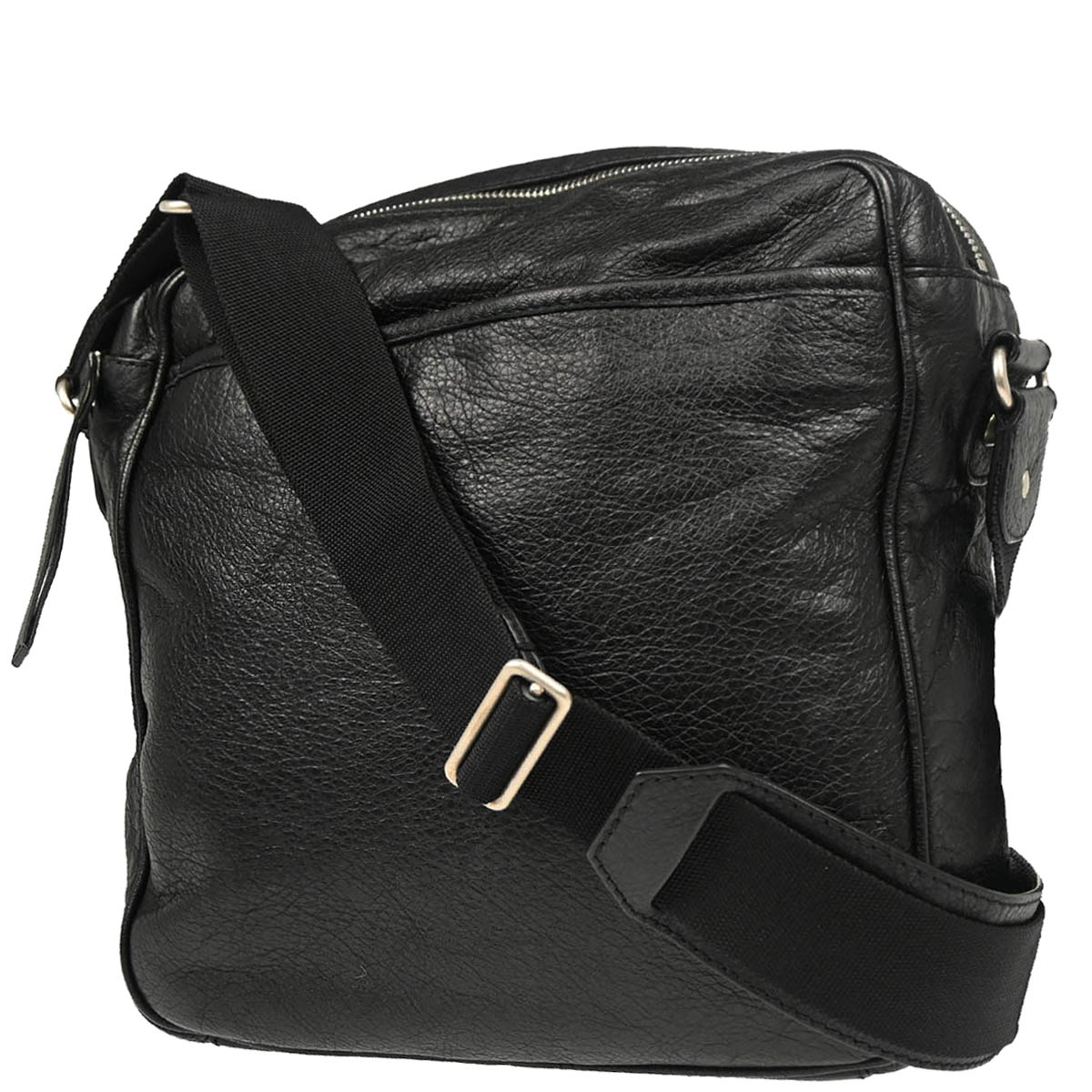Balenciaga Black Leather Messenger Shoulder Bag