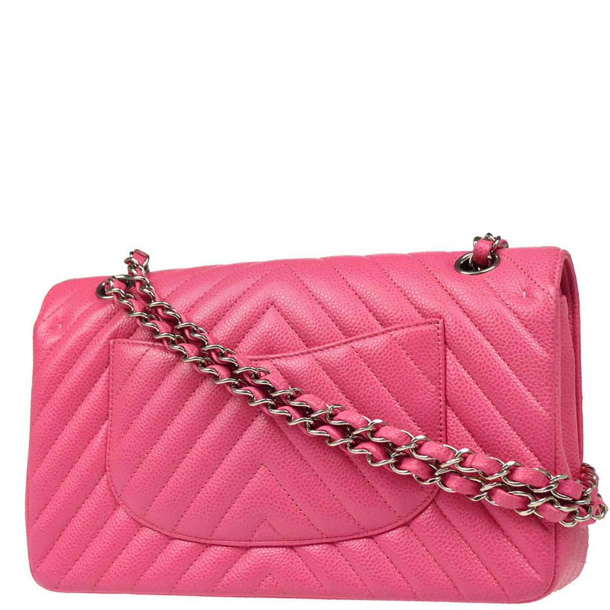 Chanel Pink Calfskin Caviar Medium Classic Double Flap Shoulder Bag