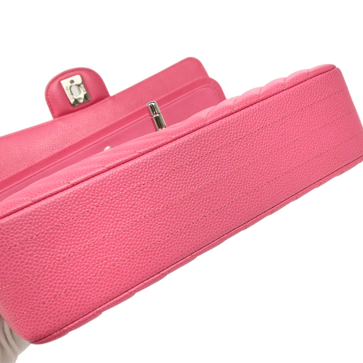 Chanel Pink Calfskin Caviar Medium Classic Double Flap Shoulder Bag