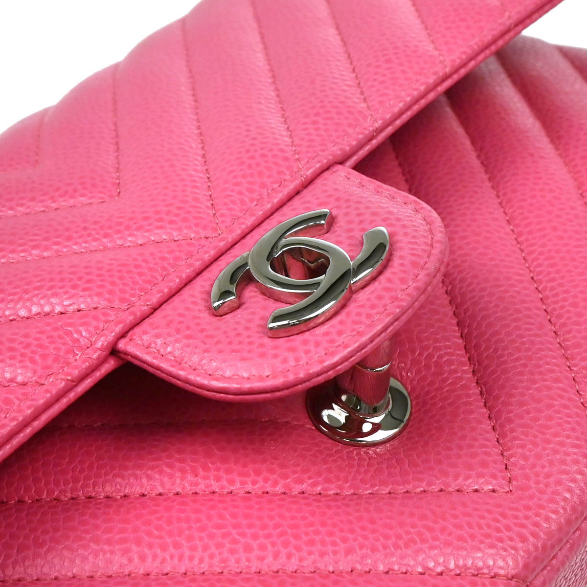 Chanel Pink Calfskin Caviar Medium Classic Double Flap Shoulder Bag