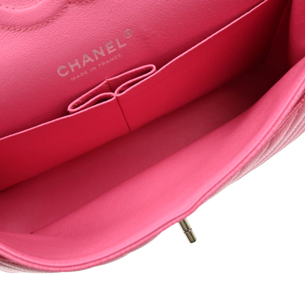 Chanel Pink Calfskin Caviar Medium Classic Double Flap Shoulder Bag