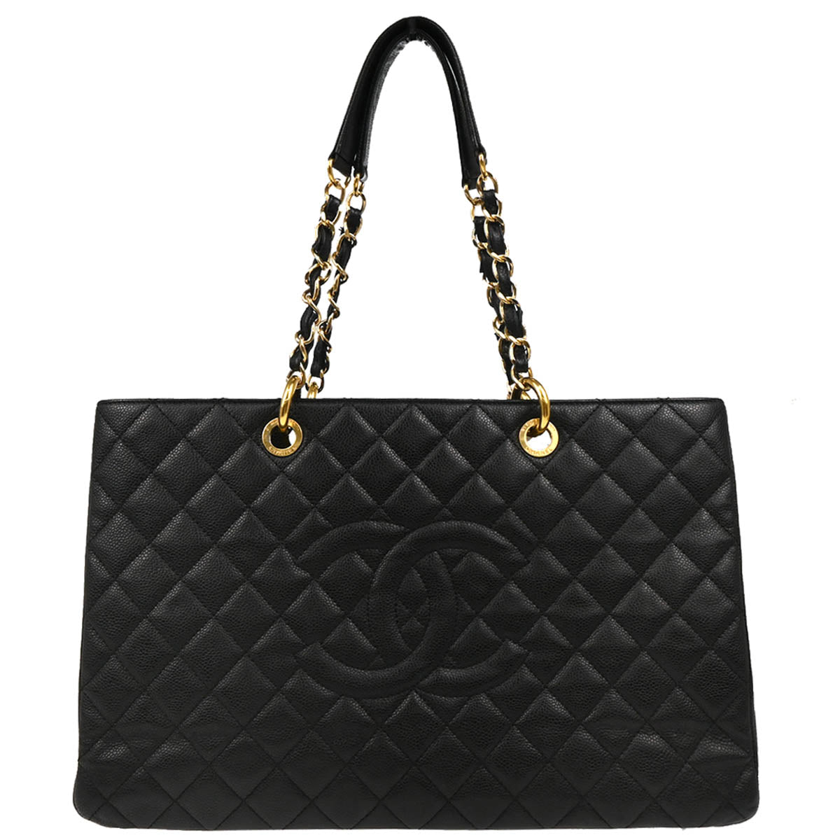 Chanel 2013-2014 Black Caviar Grand Shopping Tote GST XL Chain Handbag