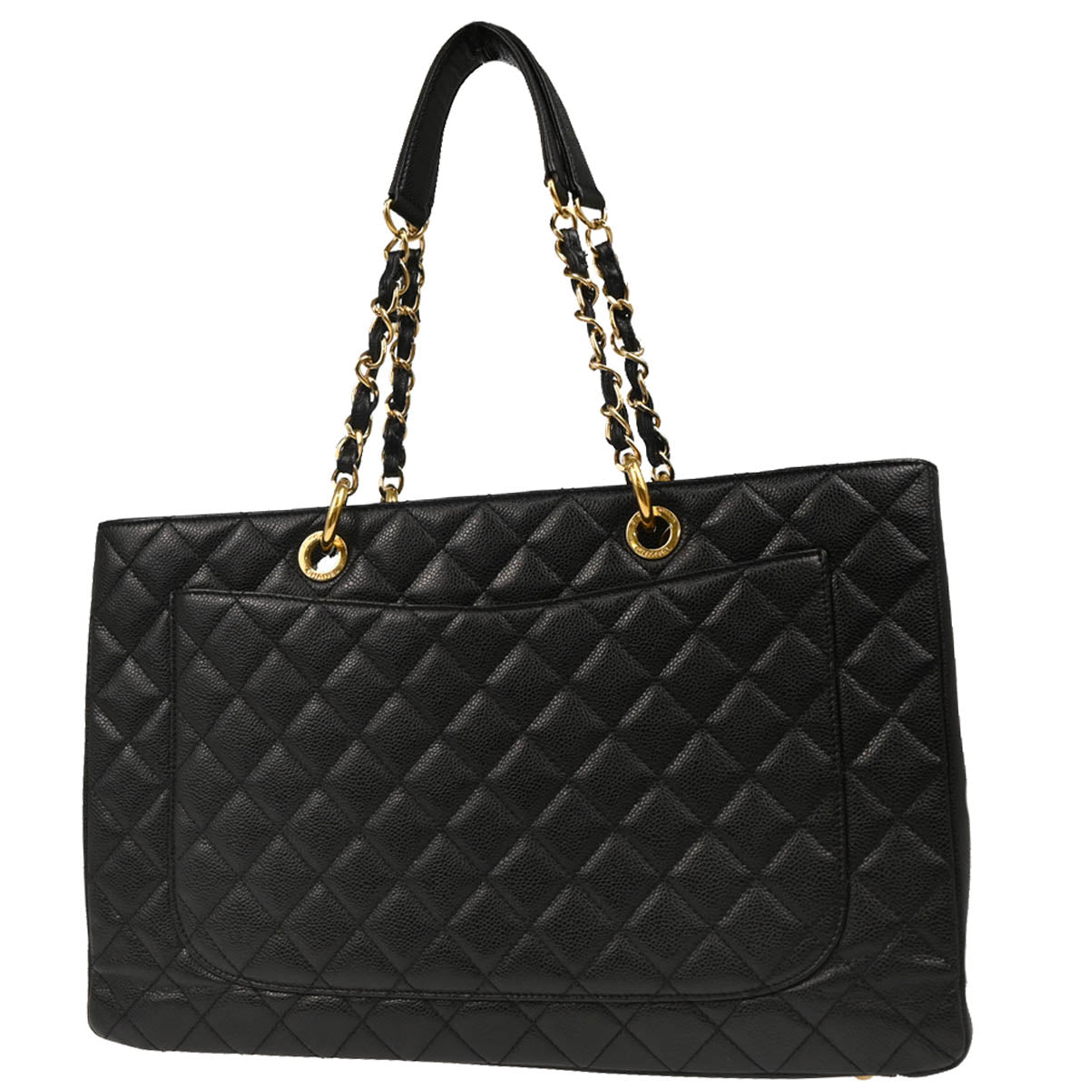 Chanel 2013-2014 Black Caviar Grand Shopping Tote GST XL Chain Handbag