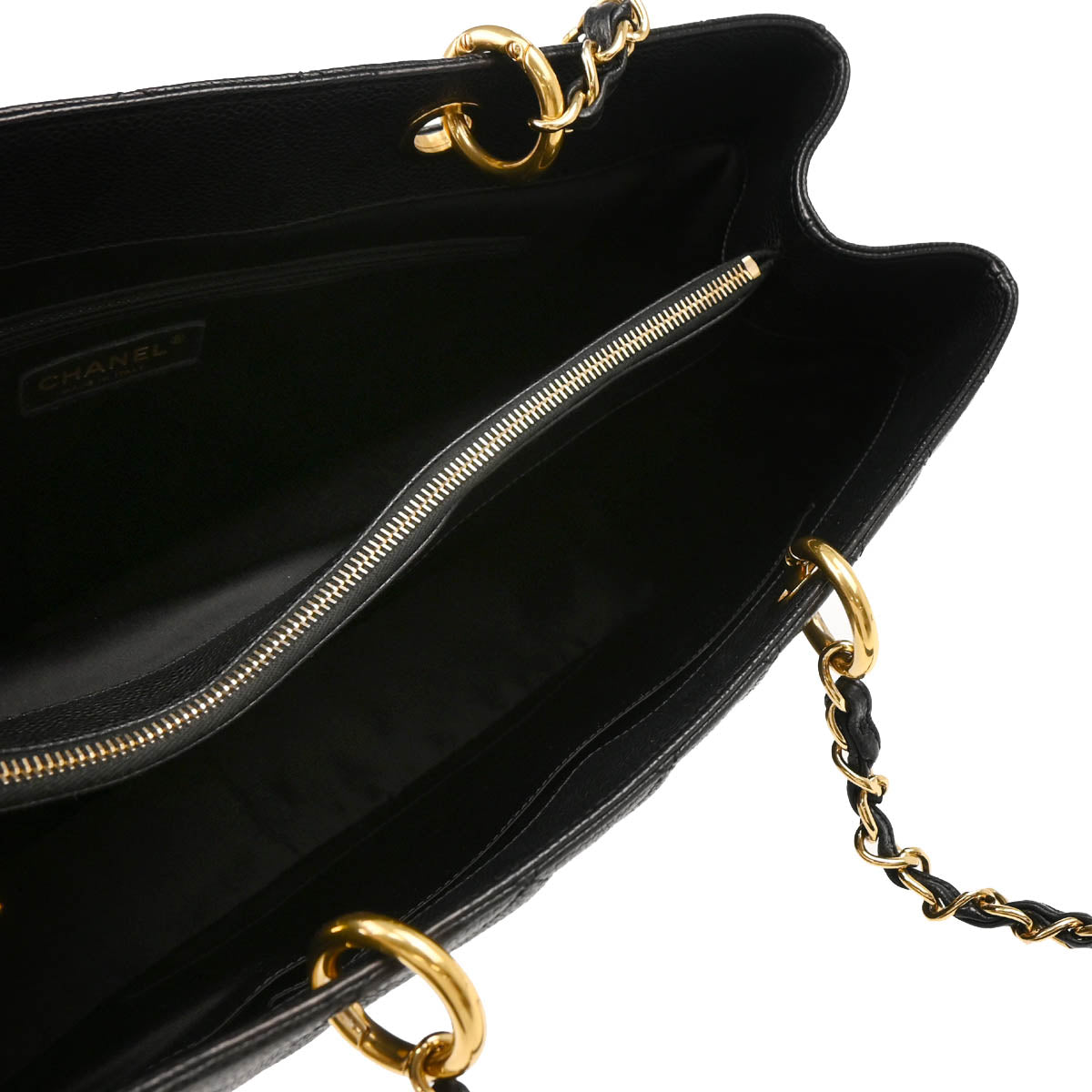 Chanel 2013-2014 Black Caviar Grand Shopping Tote GST XL Chain Handbag