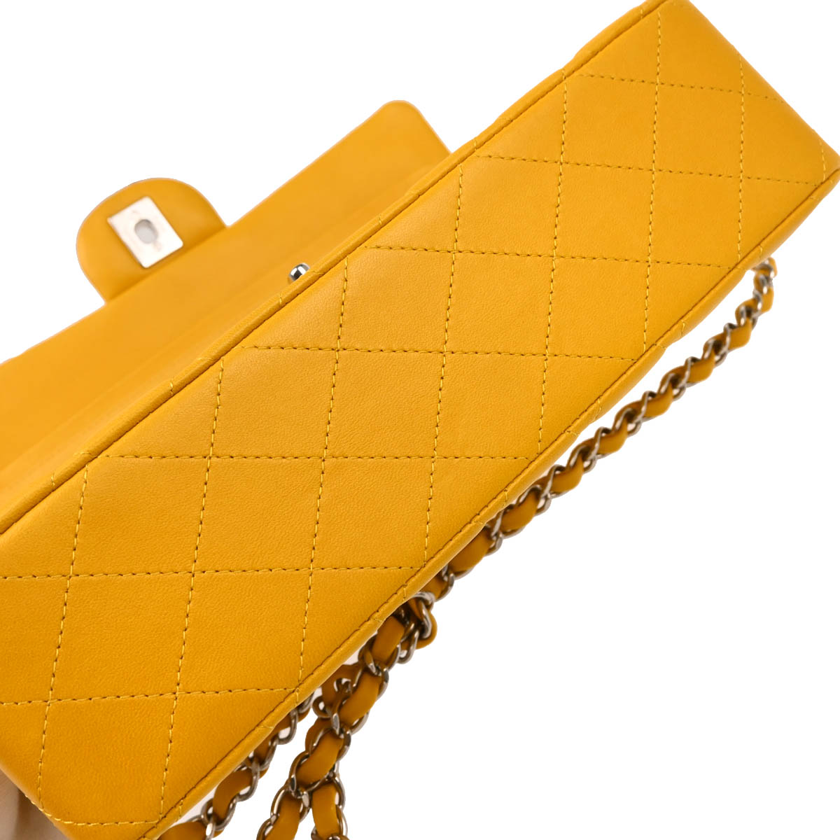 Chanel 2014 Yellow Lambskin Medium Classic Double Flap Shoulder Bag