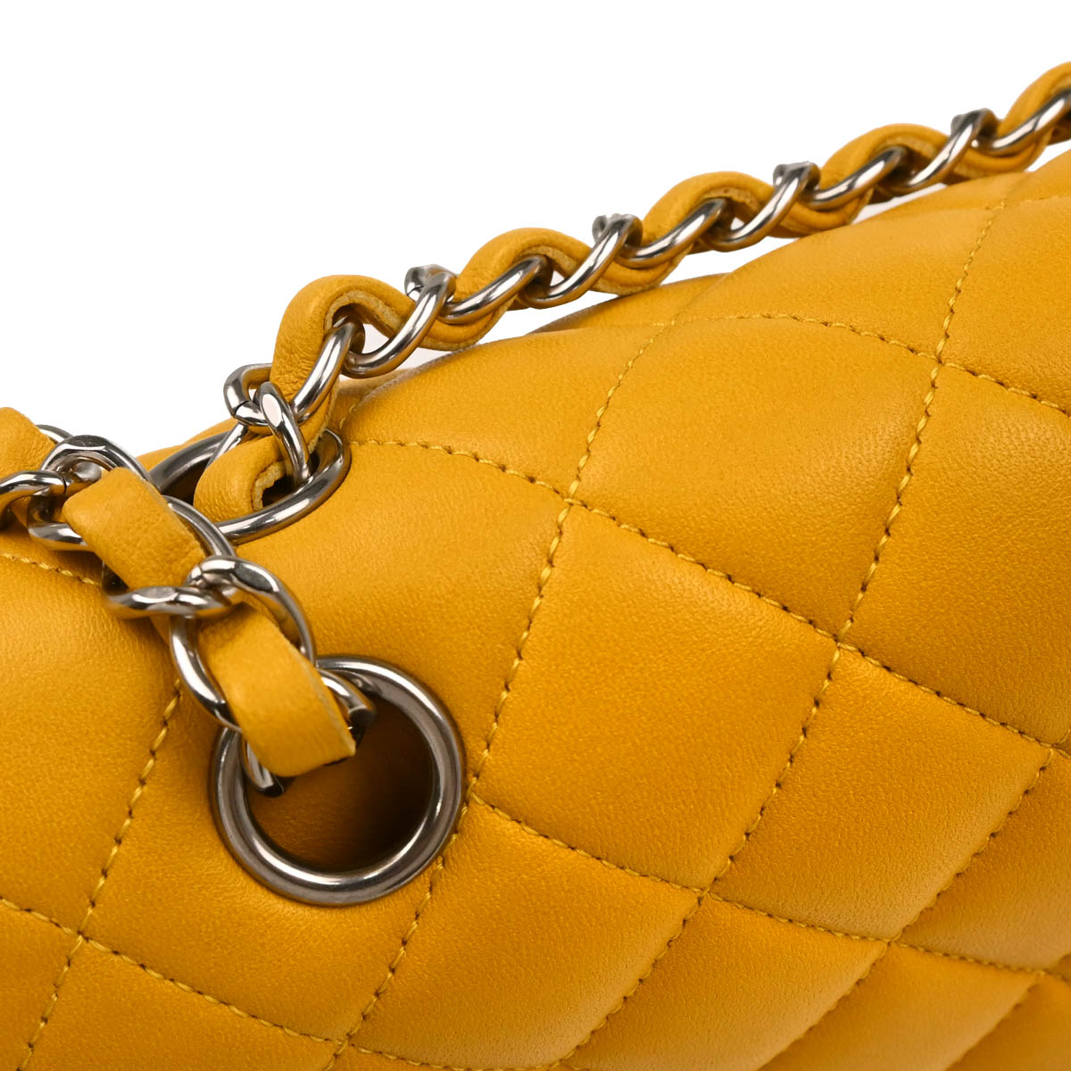 Chanel 2014 Yellow Lambskin Medium Classic Double Flap Shoulder Bag