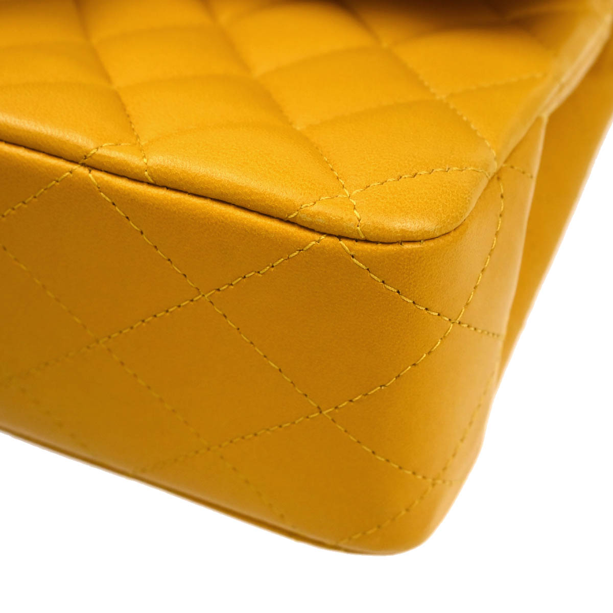 Chanel 2014 Yellow Lambskin Medium Classic Double Flap Shoulder Bag