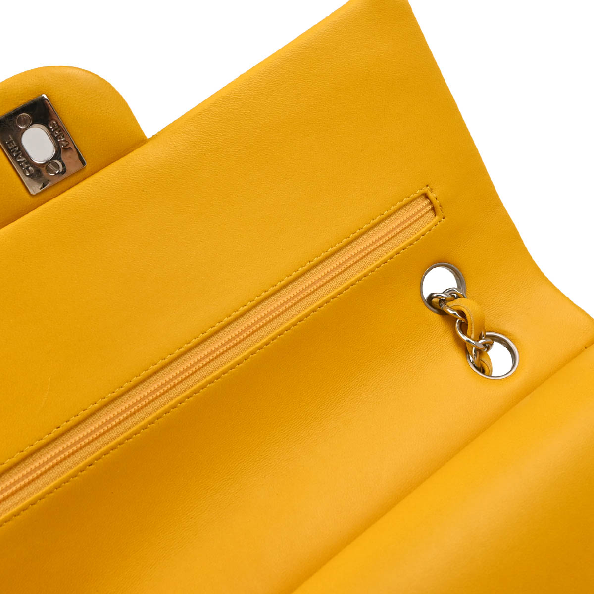 Chanel 2014 Yellow Lambskin Medium Classic Double Flap Shoulder Bag