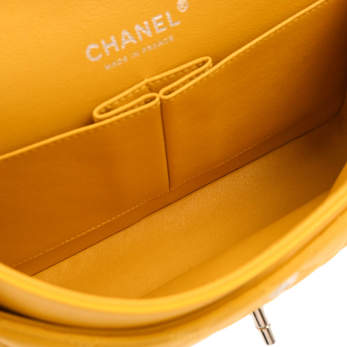 Chanel 2014 Yellow Lambskin Medium Classic Double Flap Shoulder Bag