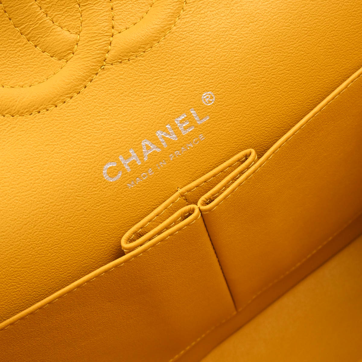Chanel 2014 Yellow Lambskin Medium Classic Double Flap Shoulder Bag