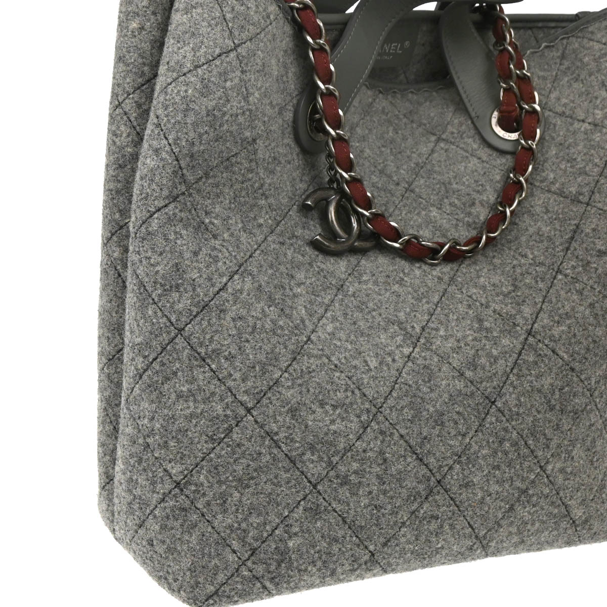 Chanel 2012 Gray Felt 2way Tote Handbag
