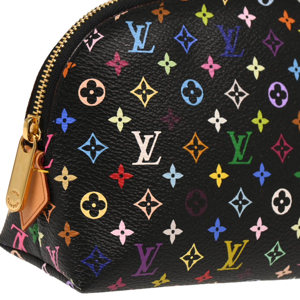 Louis Vuitton 2013 Black Monogram Multicolor Pochette Cosmetic M47355