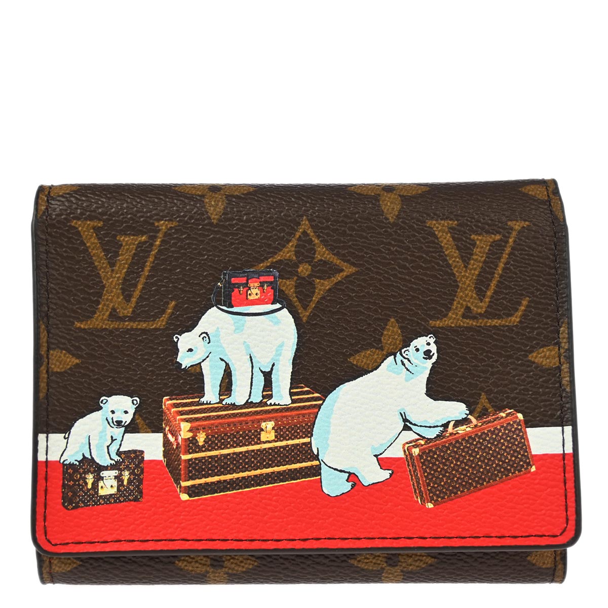 Louis Vuitton 2017 Monogram Polar Bear Trifold Wallet M62090