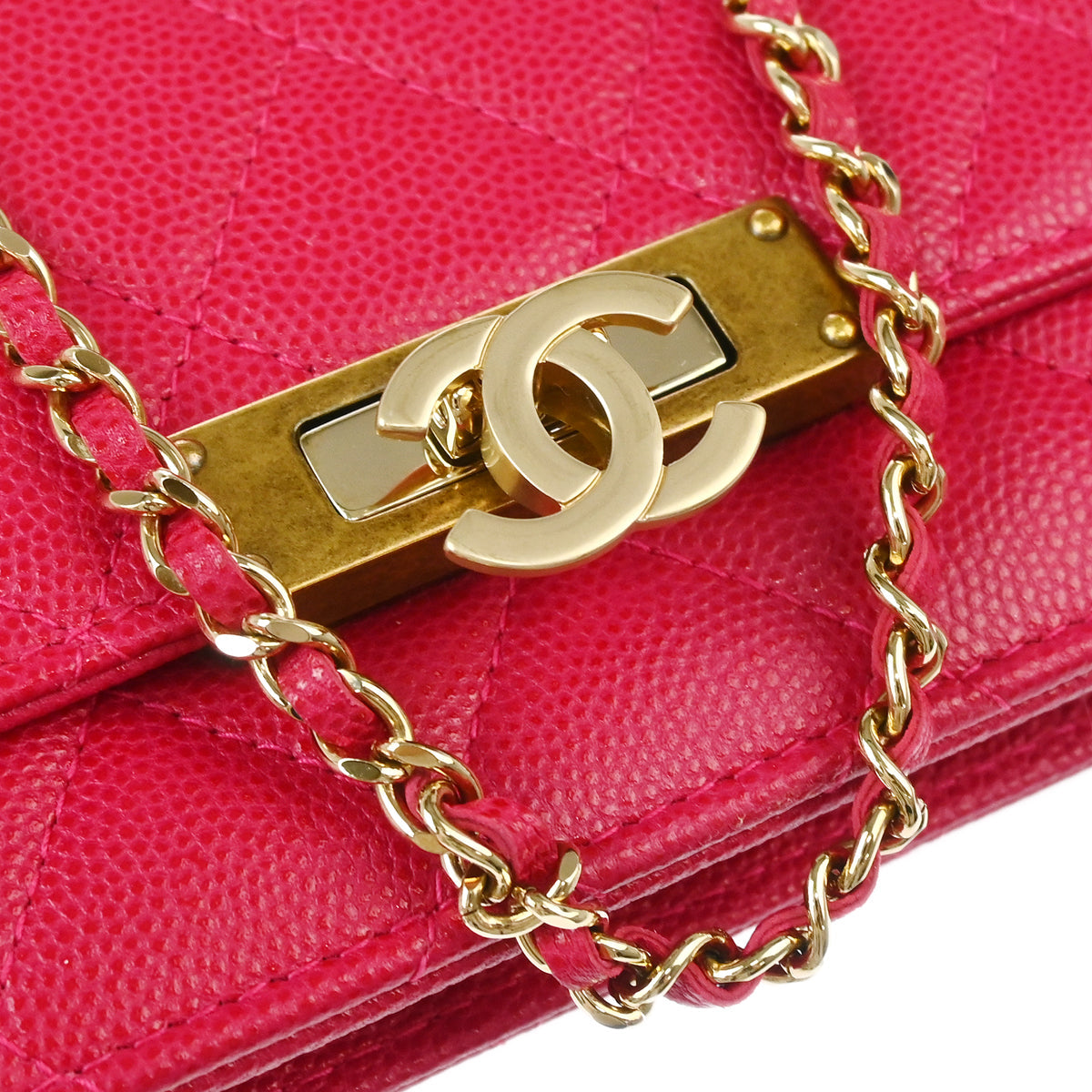 Chanel 2016-2017 Pink Caviar WOC Shoulder Wallet Bag