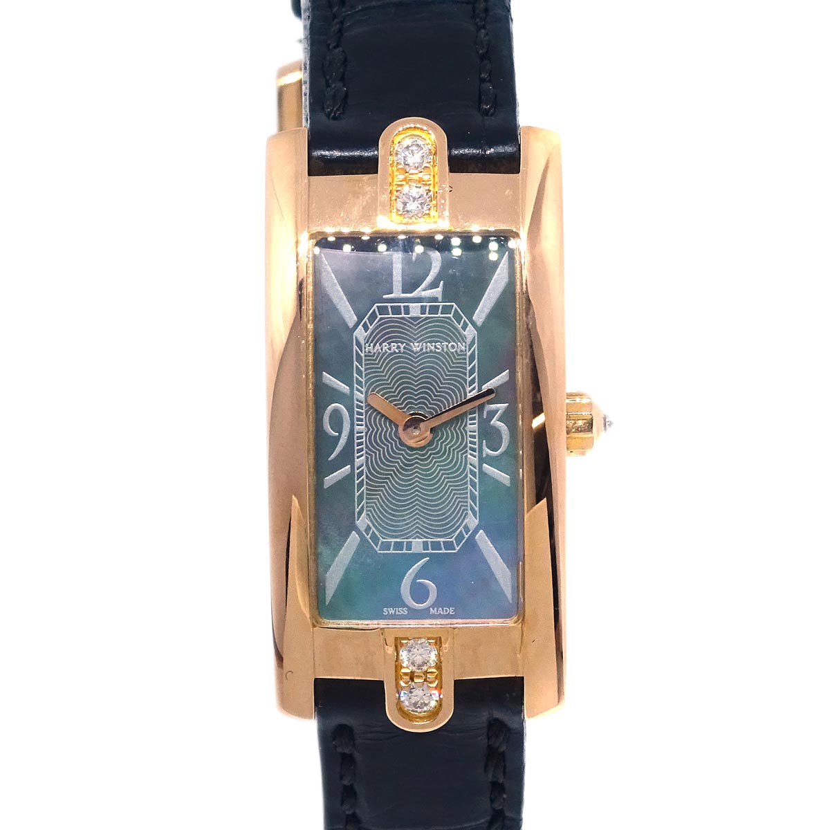 Harry Winston * Ref.332LQRL Avenue C Quartz Watch 18KPG Black