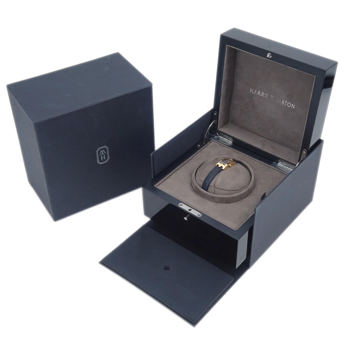 Harry Winston * Ref.332LQRL Avenue C Quartz Watch 18KPG Black