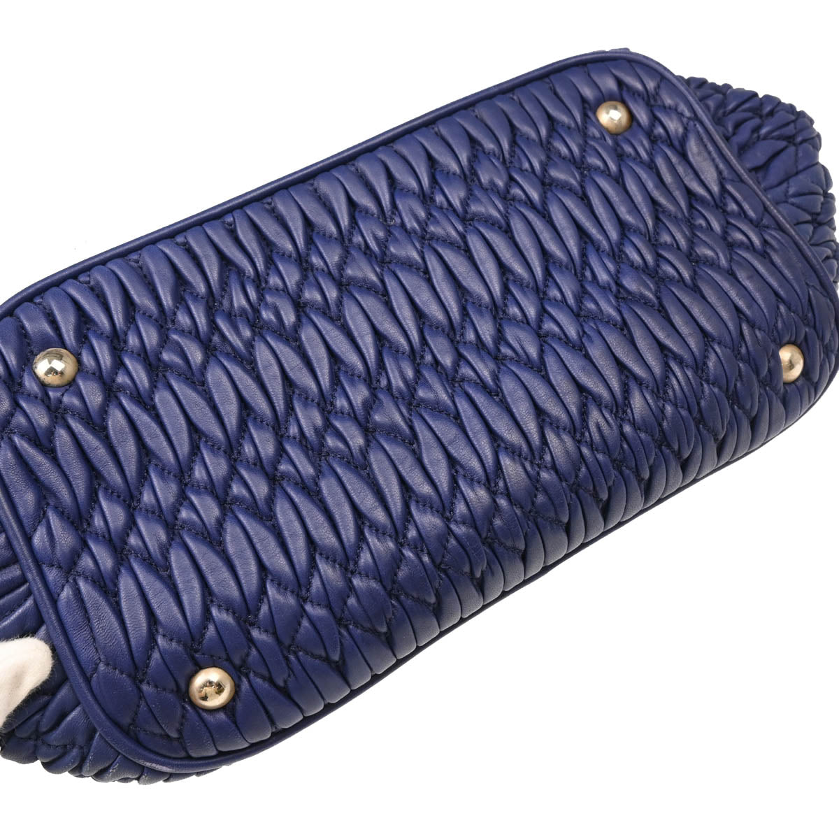 Miu Miu Blue Lambskin Nappa Crystal Handbag