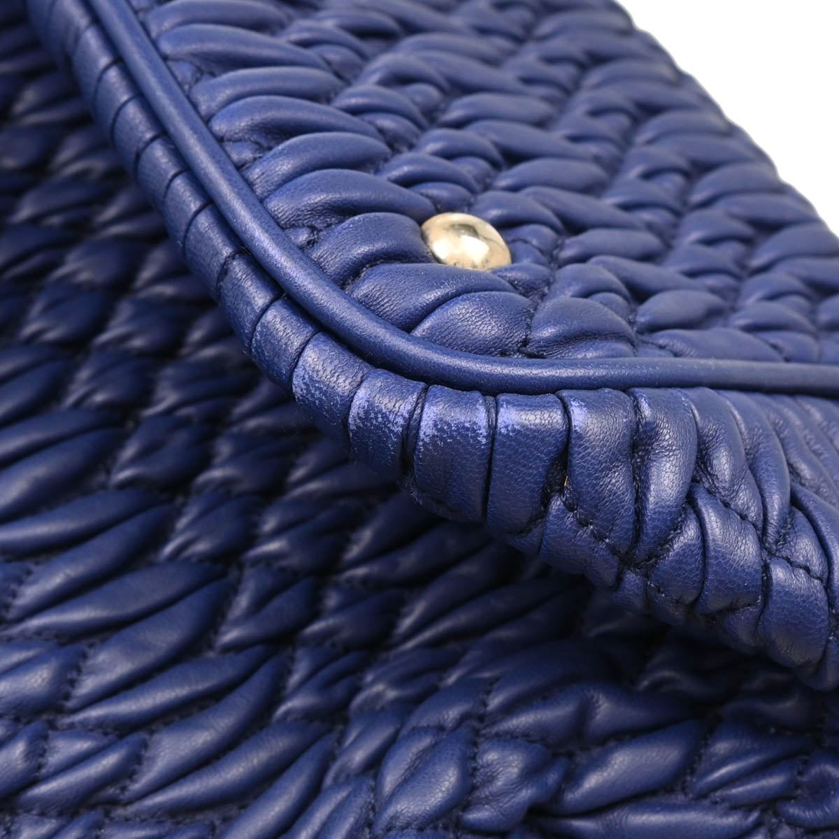 Miu Miu Blue Lambskin Nappa Crystal Handbag