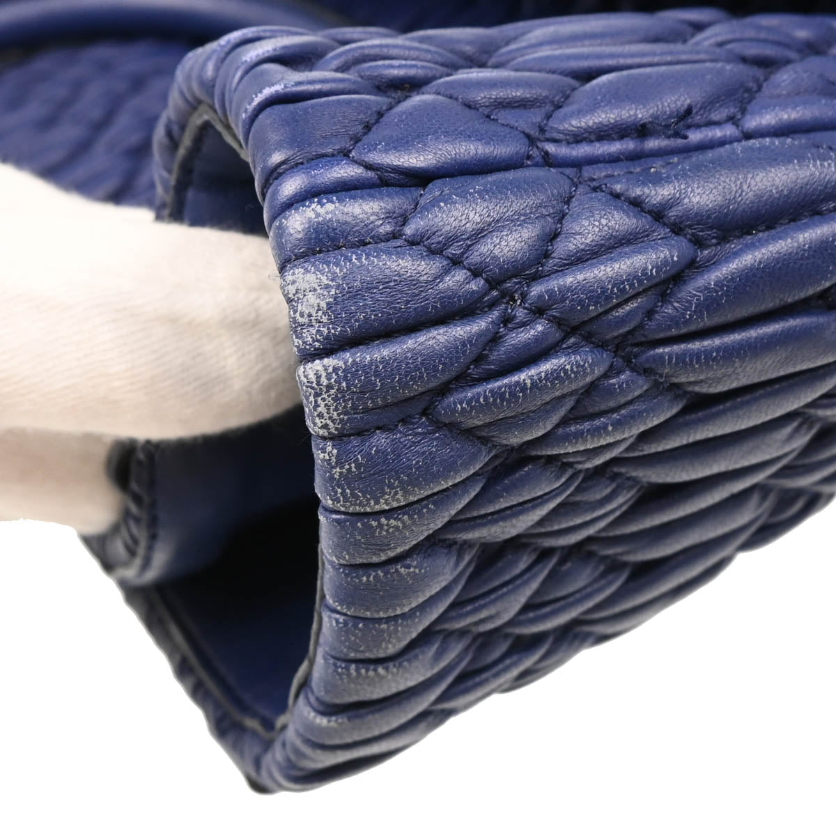 Miu Miu Blue Lambskin Nappa Crystal Handbag